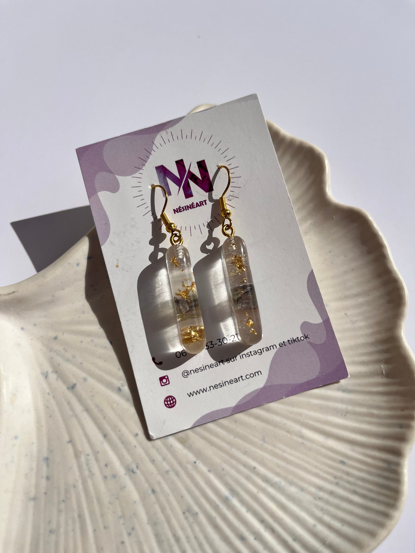 Boucle d’oreille fleurs séchées modèle « allondie »