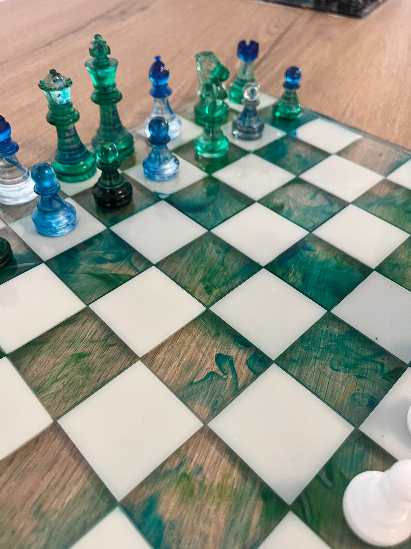 Jeu d’échec camaïeu vert