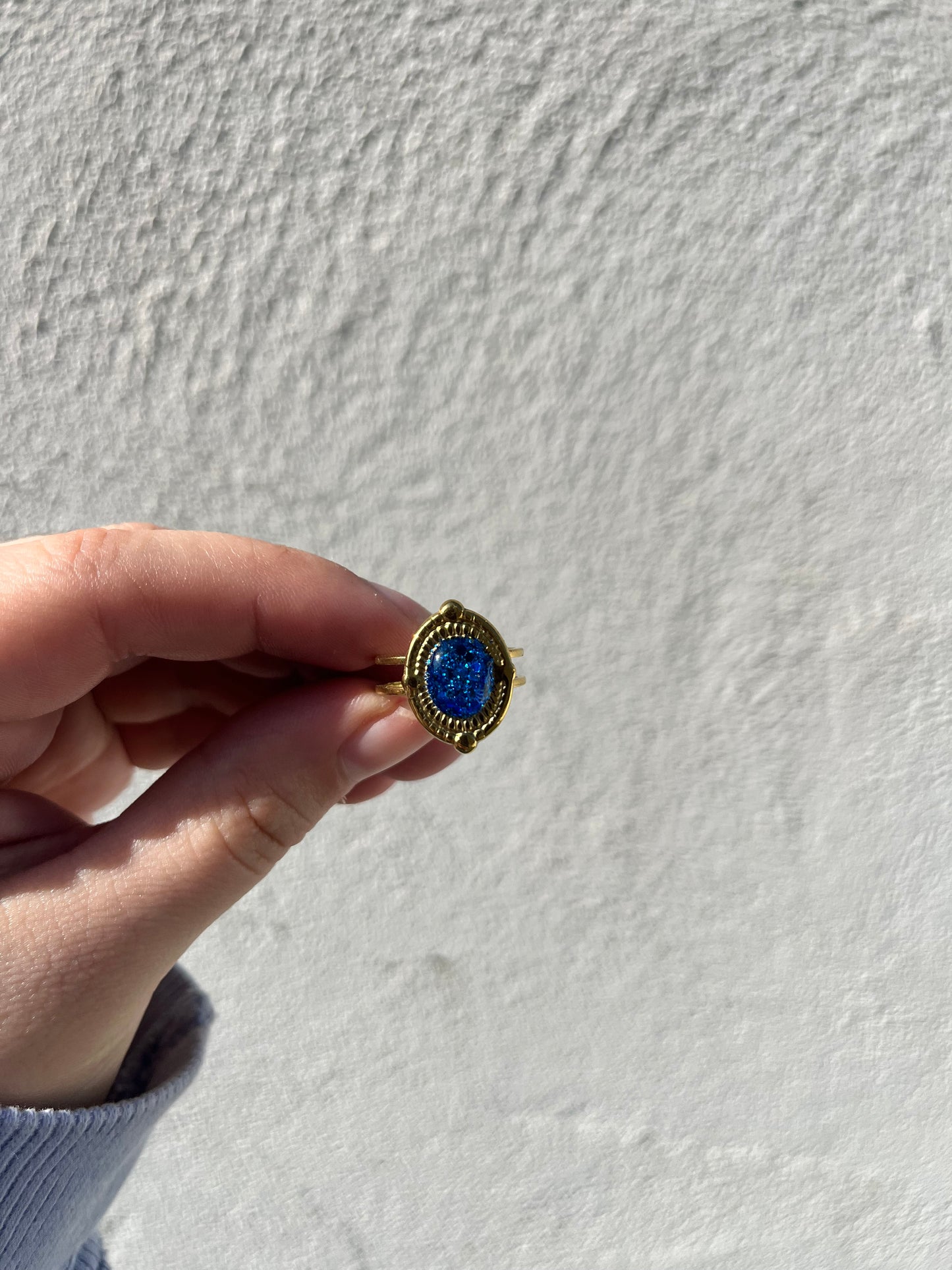 Bague acier inoxydable bleu