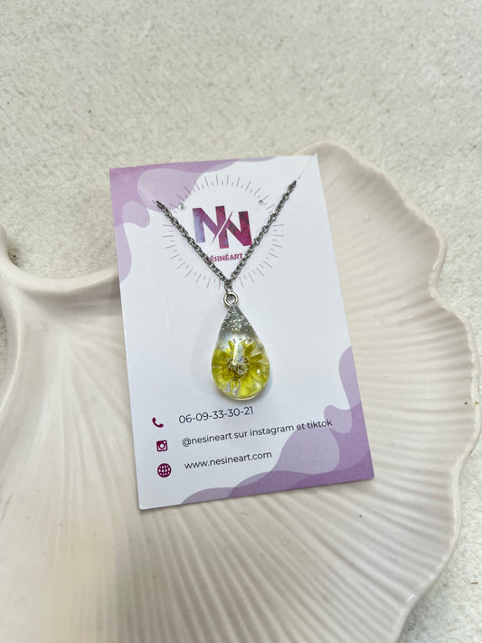 Collier fleur séchée jaune