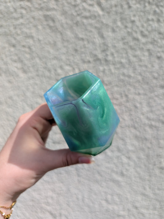 Pot bleu vert violet