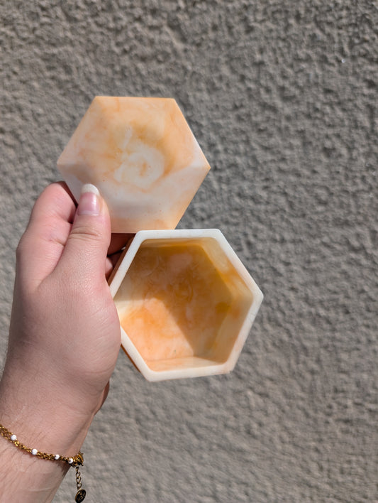 Petite boîte orange marbré